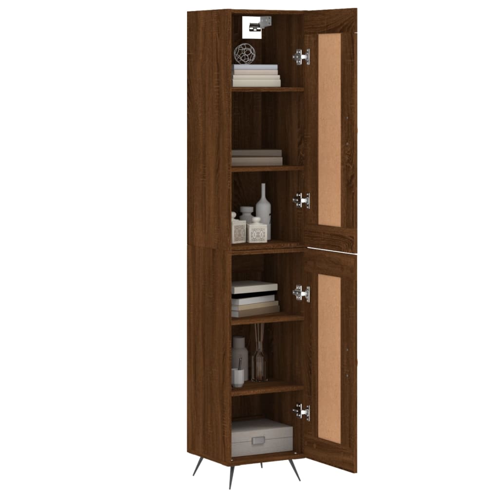 vidaXL Highboard brun eik 34,5x34x180 cm konstruert tre