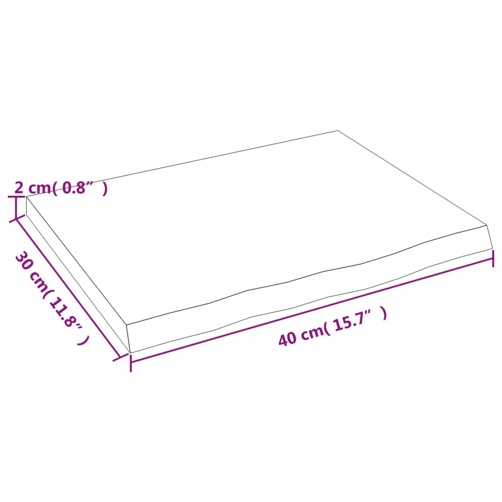 vidaXL Benkeplate til bad mørkebrun 40x30x2 cm behandlet heltre