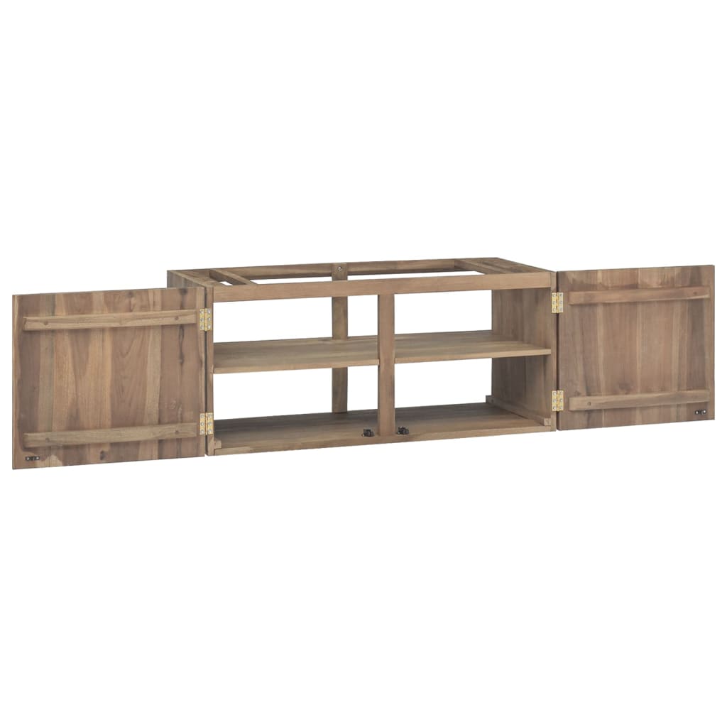 vidaXL Veggmontert baderomsskap 90x39x40 cm heltre teak