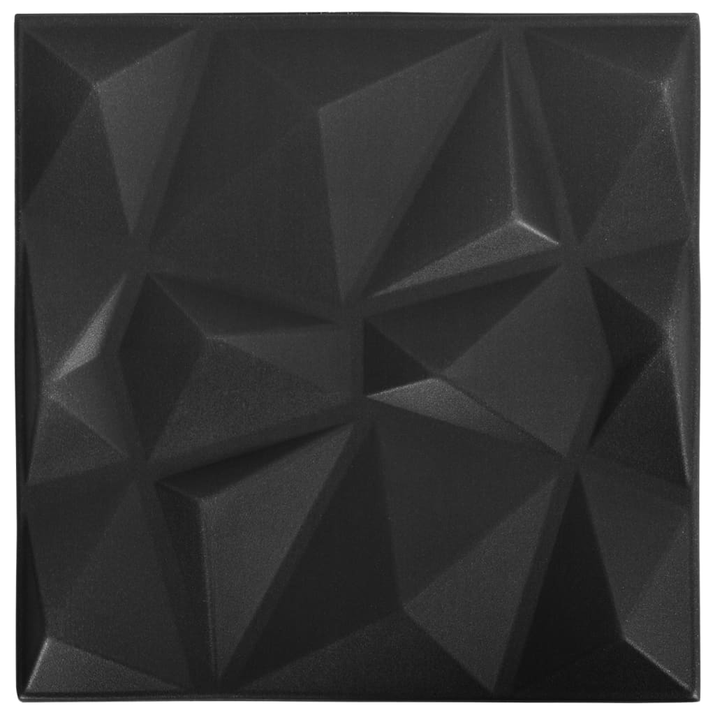 vidaXL 3D-veggpaneler 48 stk 50x50 cm diamant svart 12 m²