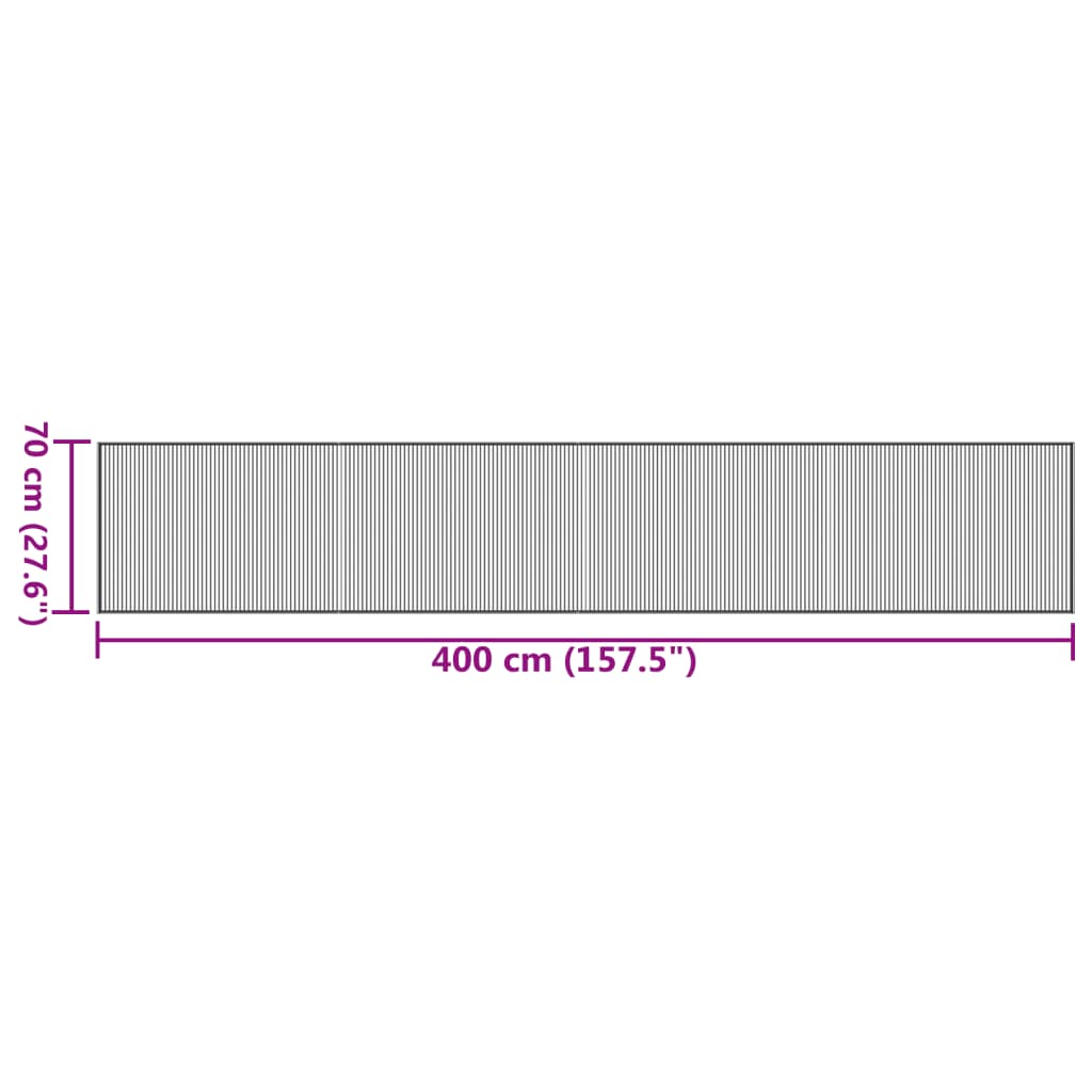 vidaXL Teppe rektangulært svart 70x400 cm bambus