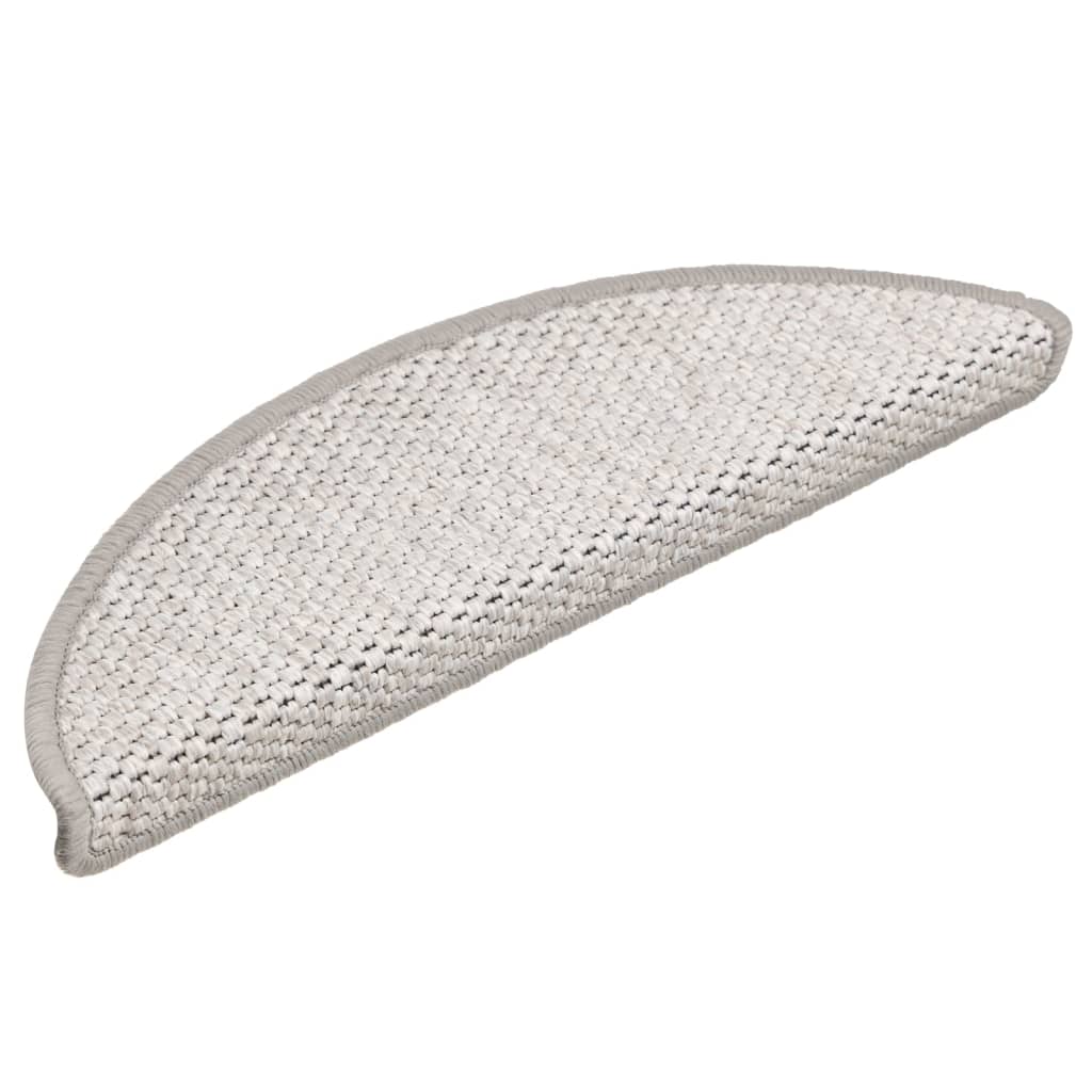 vidaXL Selvklebende trappematter sisal 15 stk 56x17x3 cm platina