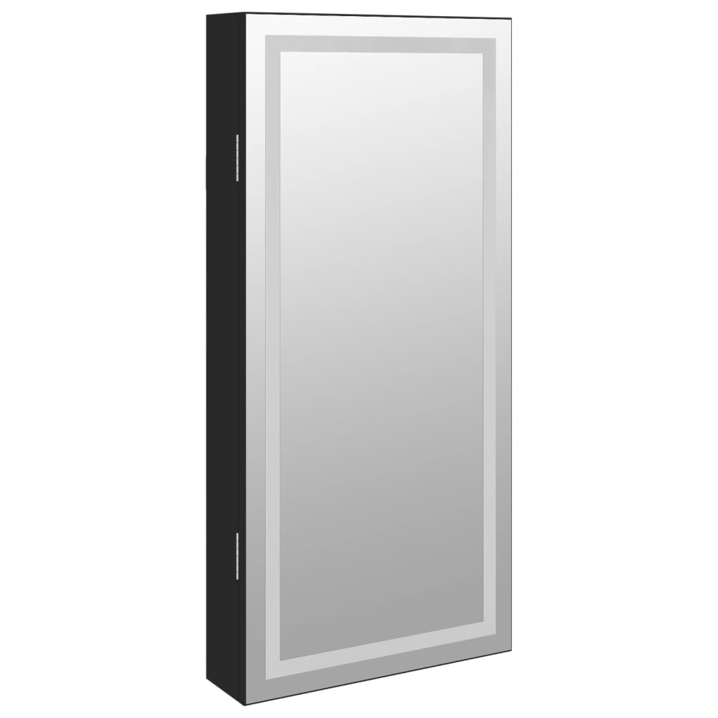 vidaXL Speilskap med LED-lys veggmontert svart