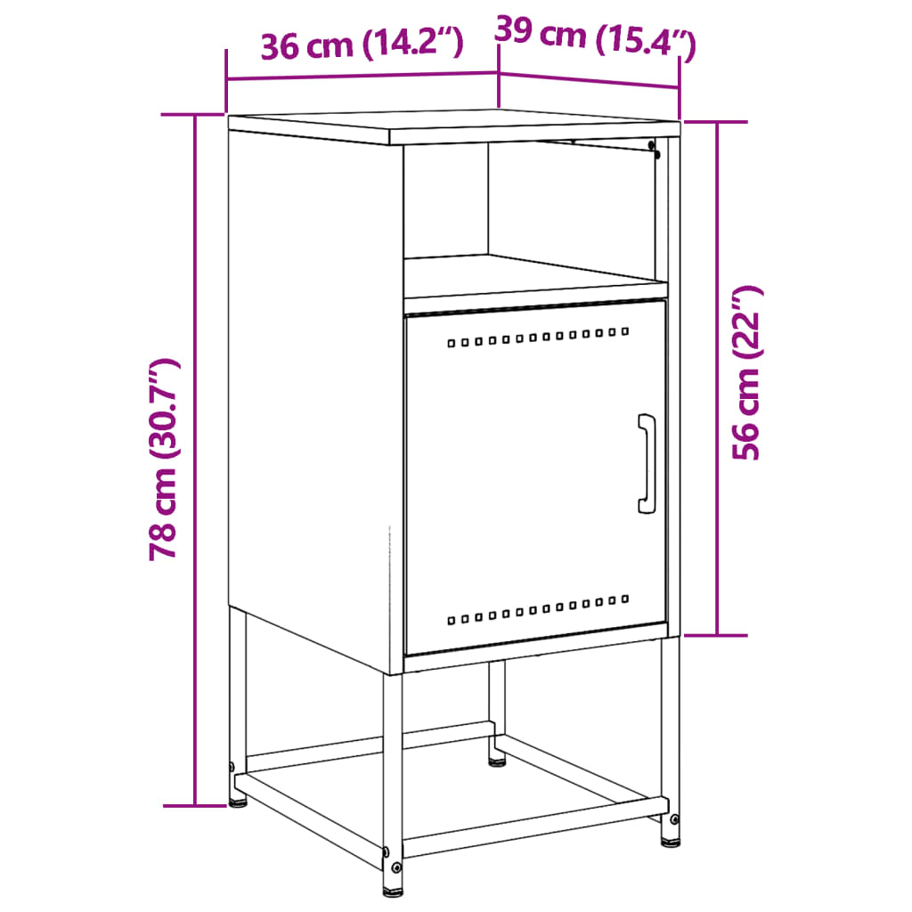 vidaXL Nattbord rosa 36x39x78 cm stål