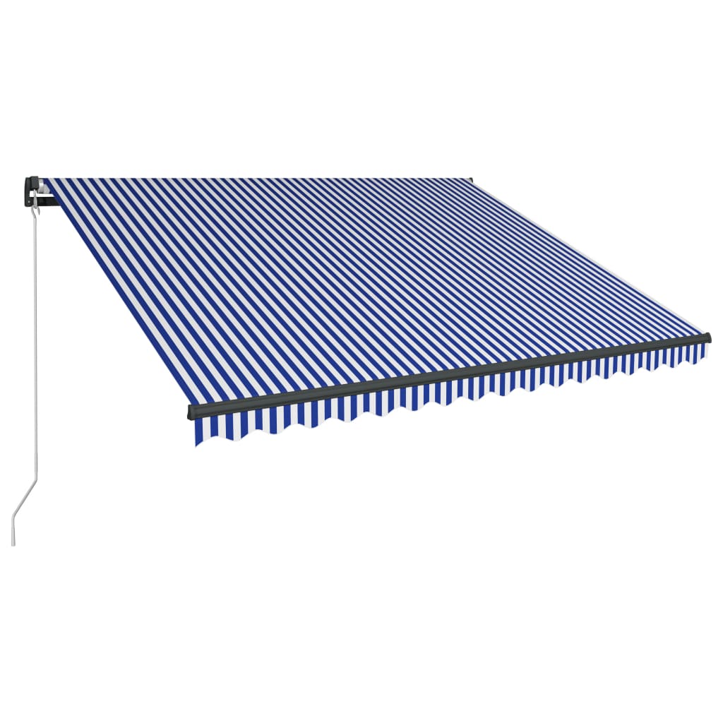 vidaXL Manuell uttrekkbar markise med LED 450x300 cm blå og hvit