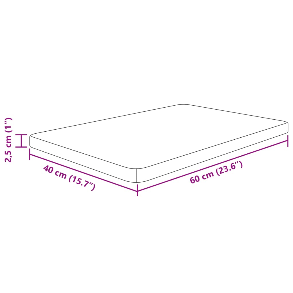 vidaXL Benkeplate til bad 60x40x2,5 cm ubehandlet heltre