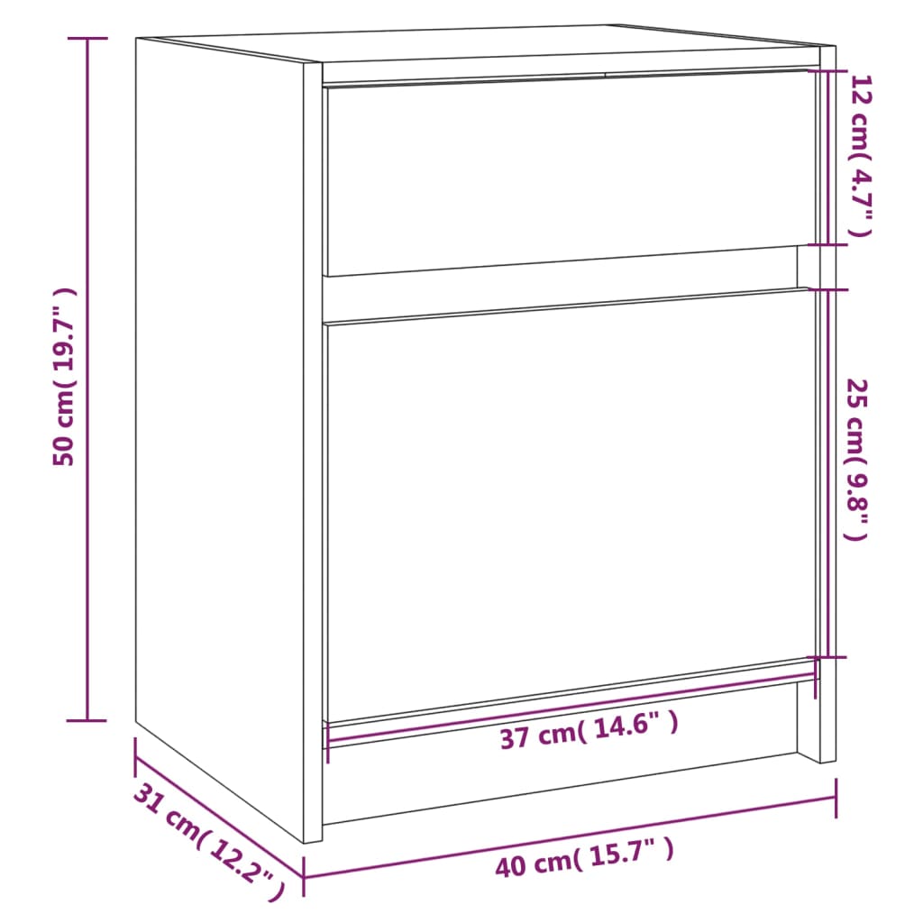 vidaXL Nattbord 2 stk honningbrun 40x31x50 cm heltre furu