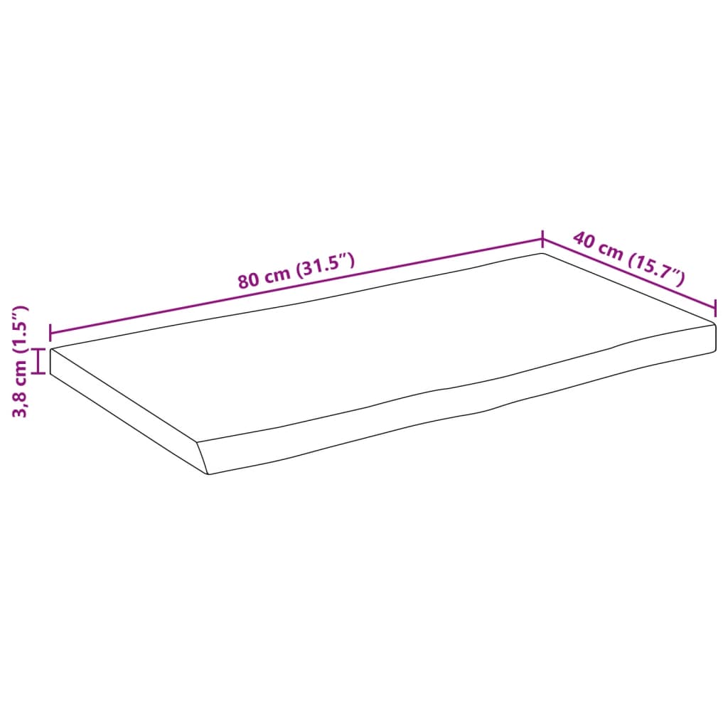 vidaXL Bordplate 80x40x3,8 cm naturlig kant heltre mango