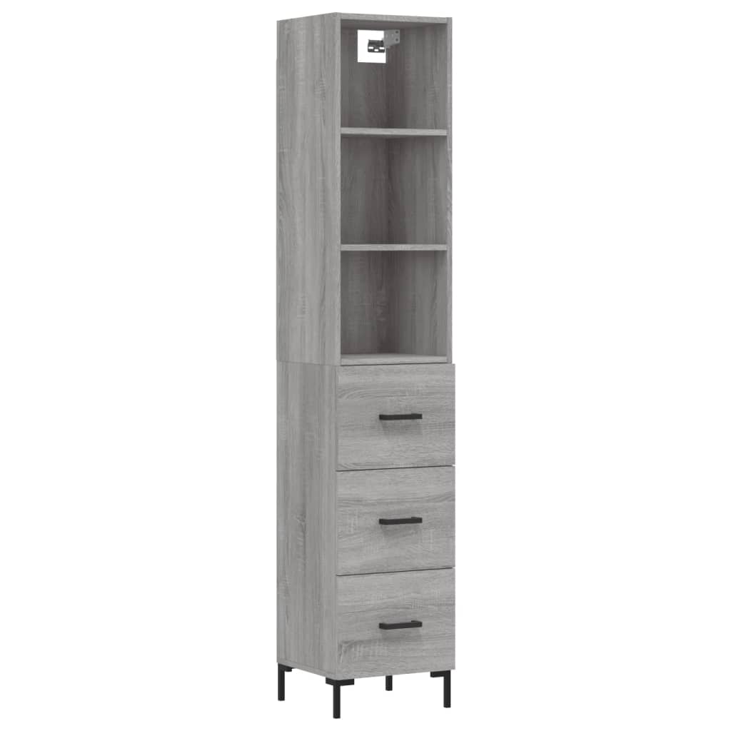 vidaXL Highboard grå sonoma 34,5x34x180 cm konstruert tre