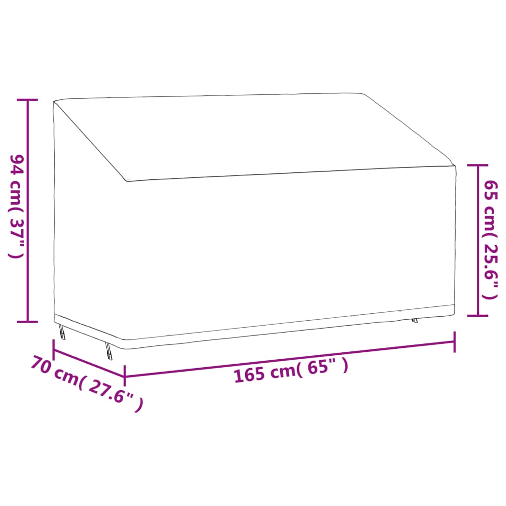 vidaXL 3-seters benktrekk 165x70x65/94 cm 420D oxfordstoff