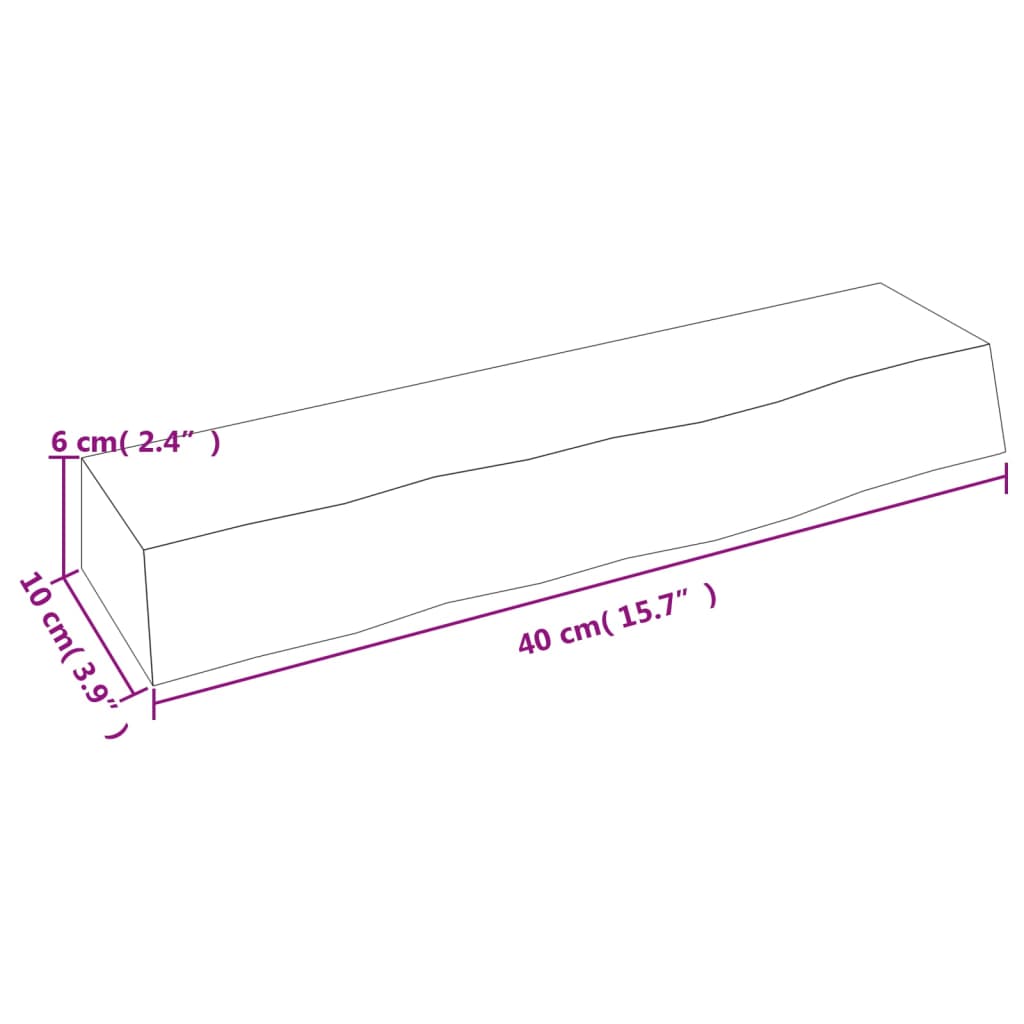 vidaXL Vegghylle mørkebrun 40x10x6 cm behandlet heltre eik