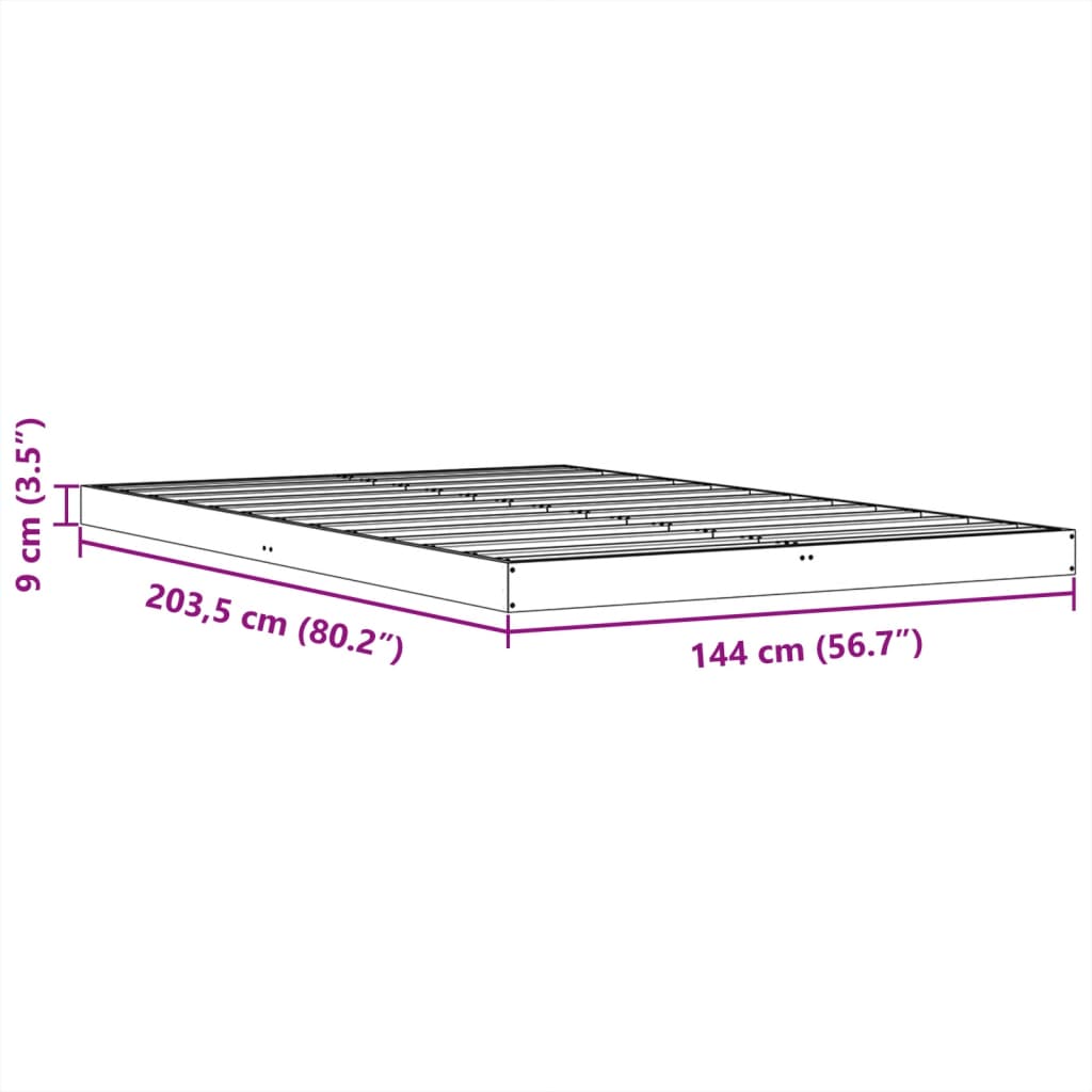 vidaXL Sengeramme brun 140x200 cm heltre furu