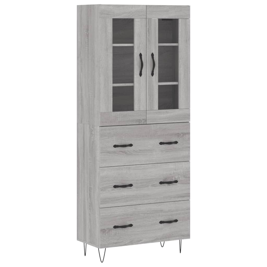 vidaXL Highboard grå sonoma 69,5x34x180 cm konstruert tre