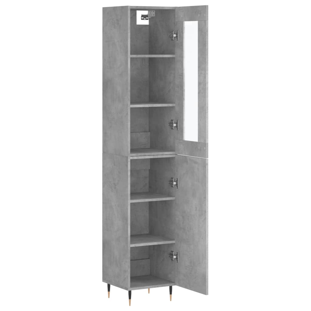 vidaXL Highboard betonggrå 34,5x34x180 cm konstruert tre