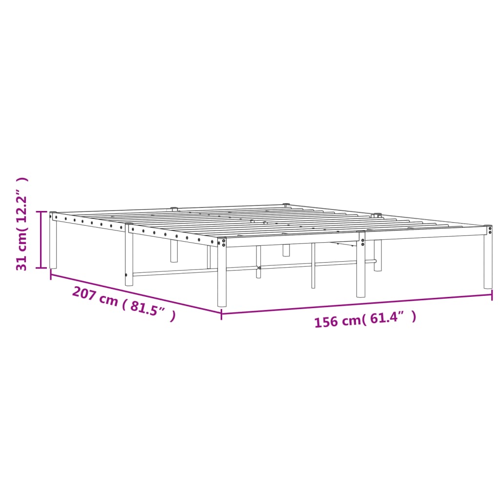 vidaXL Sengeramme i metall hvit 150x200 cm