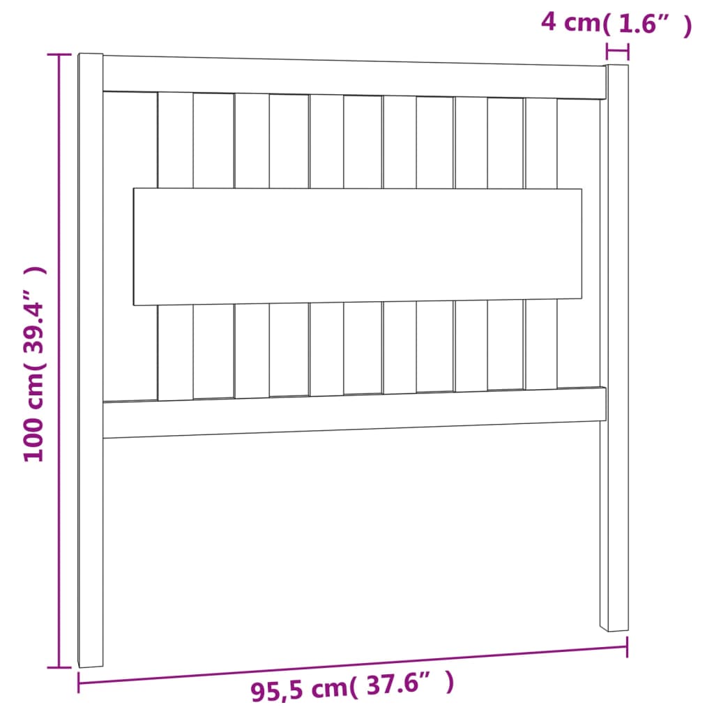 vidaXL Sengegavl honningbrun 95,5x4x100 cm heltre furu