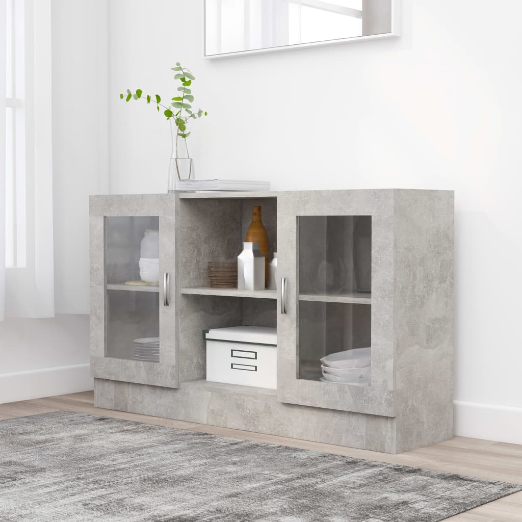 vidaXL Vitrine betonggrå 120x30,5x70 cm konstruert tre