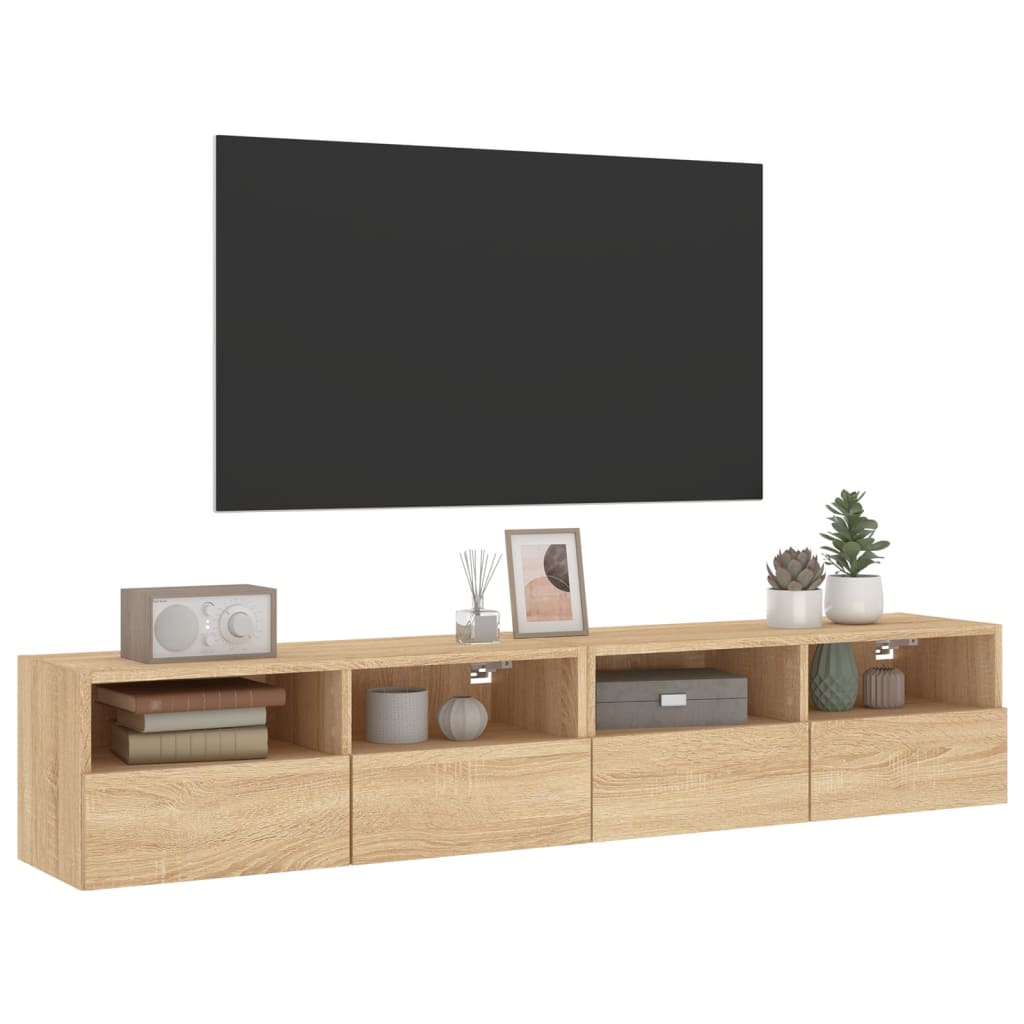 vidaXL Vegghengte TV-benker 2 stk hvit 80x30x30 cm konstruert tre