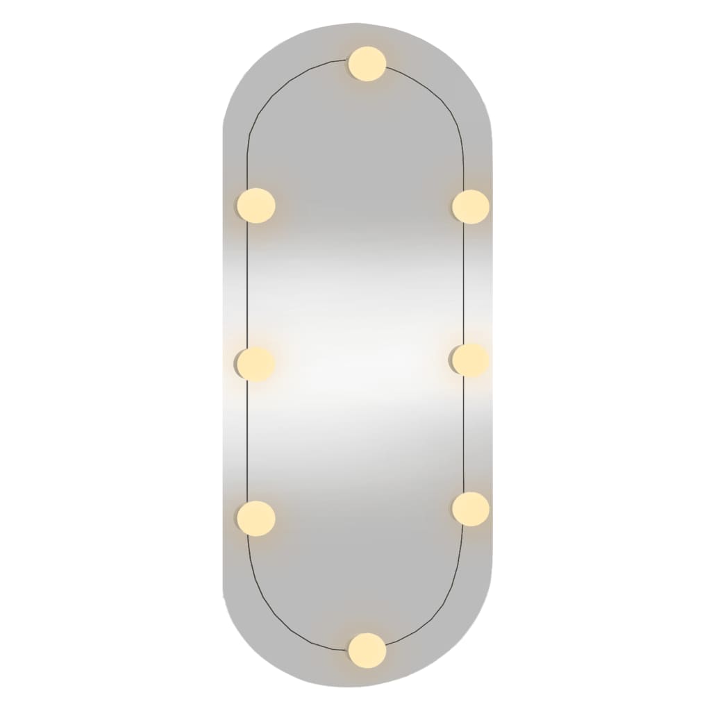vidaXL Veggspeil med LED-lys 35x80 cm glass oval