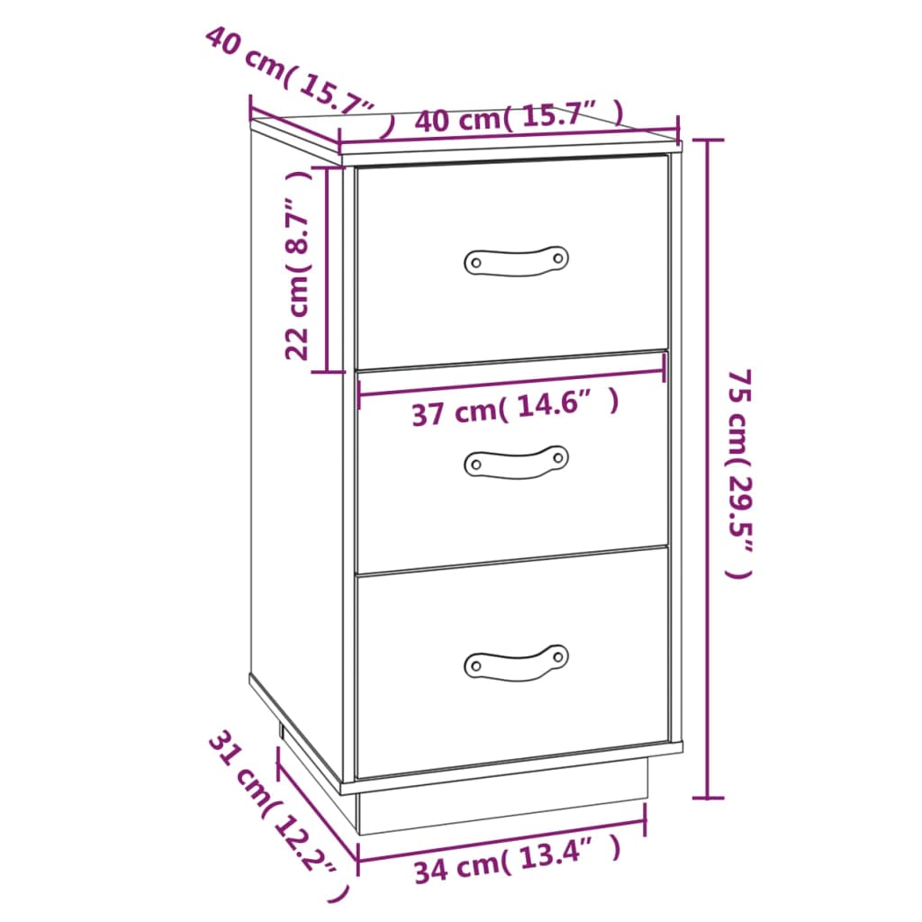  vidaXL Nattbord honningbrun 40x40x75 cm heltre furu