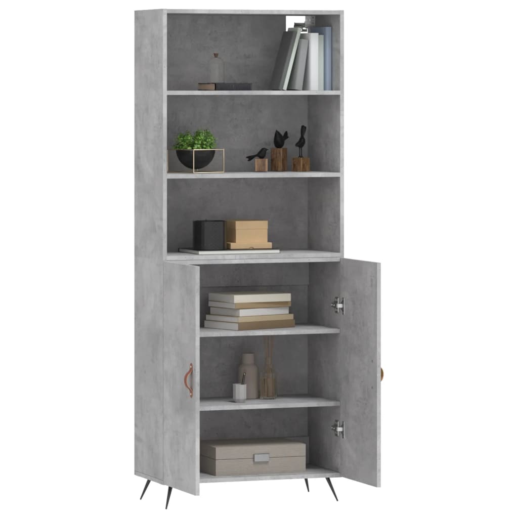 vidaXL Highboard betonggrå 69,5x34x180 cm konstruert tre