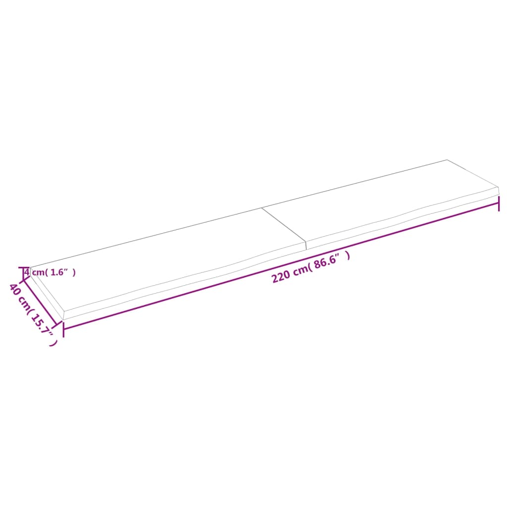 vidaXL Benkeplate til bad lysebrun 220x40x4 cm behandlet heltre