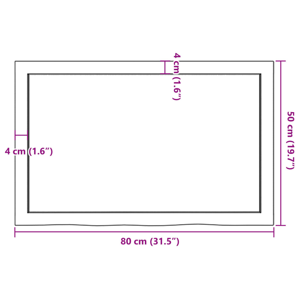 vidaXL Benkeplate til bad lysebrun 80x50x(2-4) cm behandlet heltre