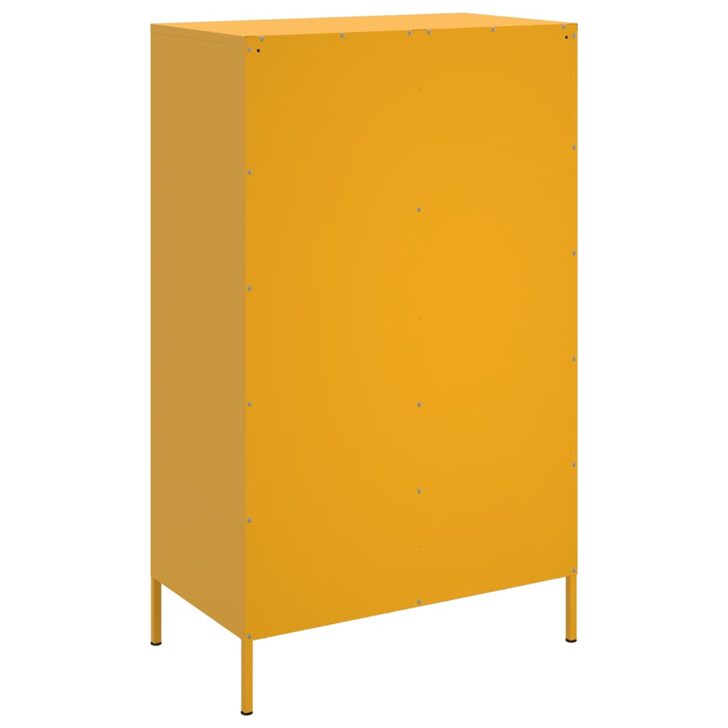 vidaXL Highboard sennepsgul 68x39x113 cm stål