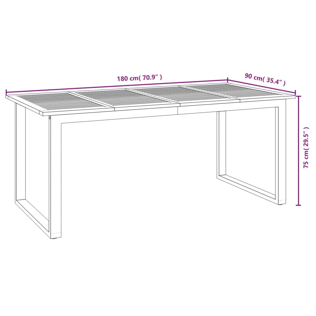 vidaXL Hagespisegruppe 7 deler heltre akasie og metall