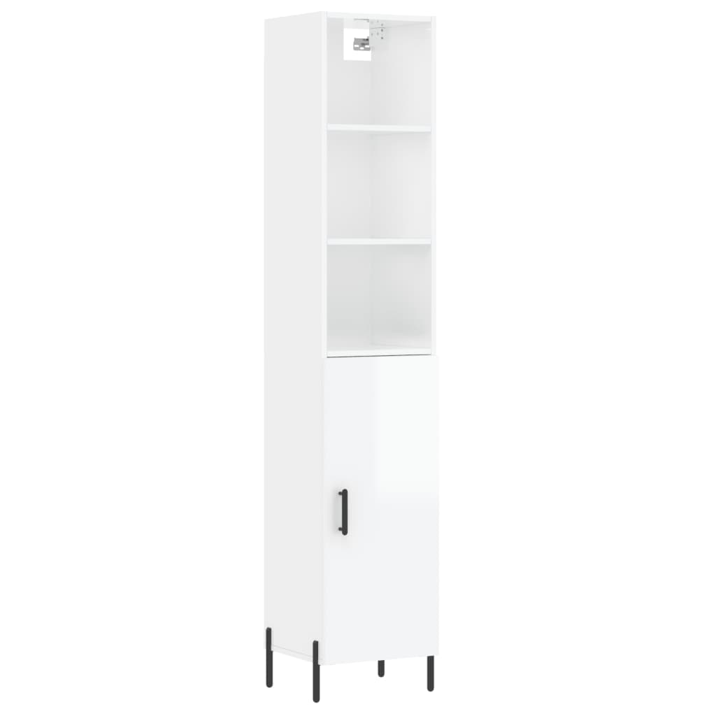 vidaXL Highboard høyglans hvit 34,5x34x180 cm konstruert tre