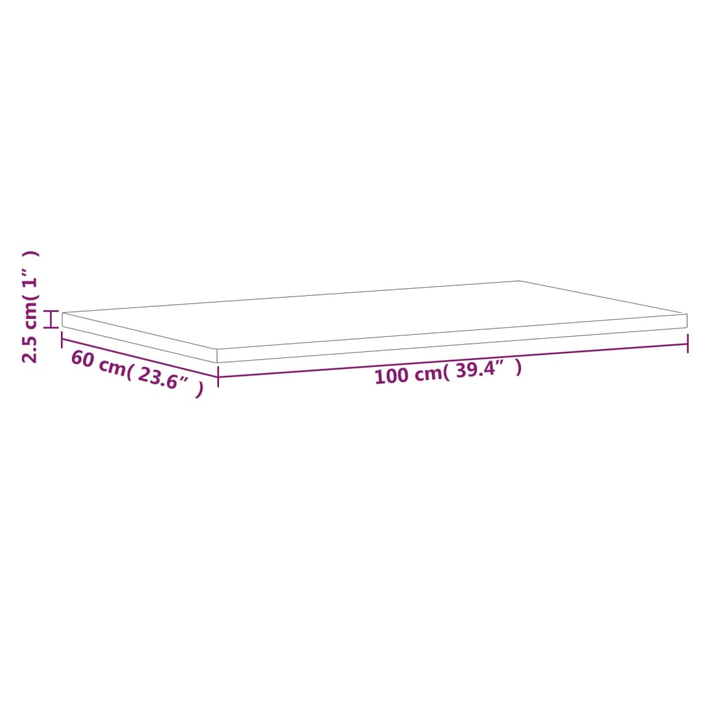 vidaXL Benkeplate til bad 100x60x2,5 cm heltre bøketre