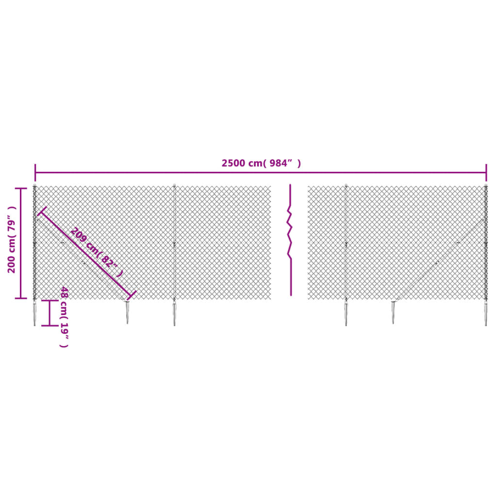 vidaXL Nettinggjerde med stolpespyd 2x25 m grønn