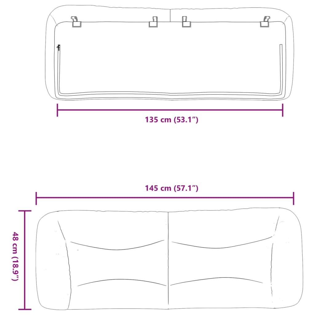 vidaXL Pute for hodegavl svart 135 cm kunstlær