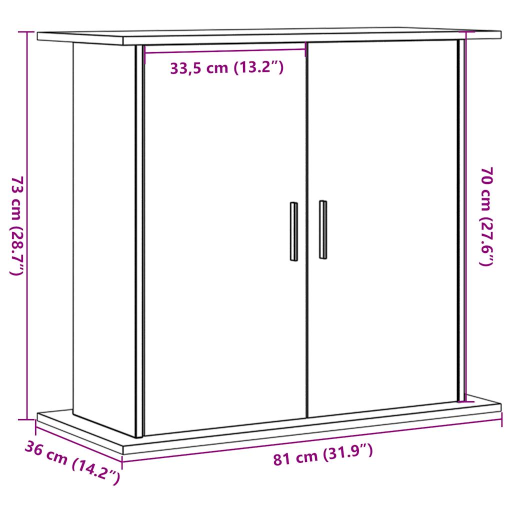 vidaXL Akvariumstativ artisan eik 81x36x73 cm konstruert tre