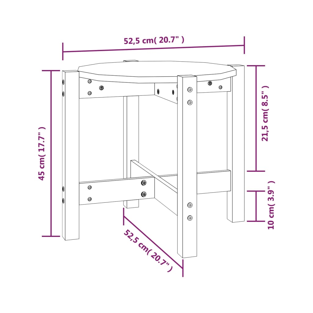 vidaXL Salongbord hvit Ø 52,5x45 cm heltre furu