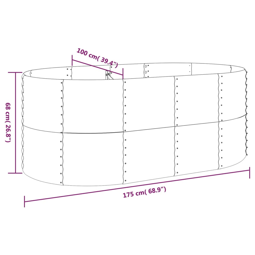 vidaXL Høybed pulverlakkert stål 175x100x68 cm antrasitt