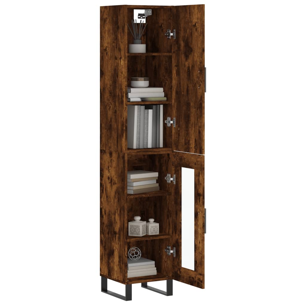 vidaXL Highboard røkt eik 34,5x34x180 cm konstruert tre