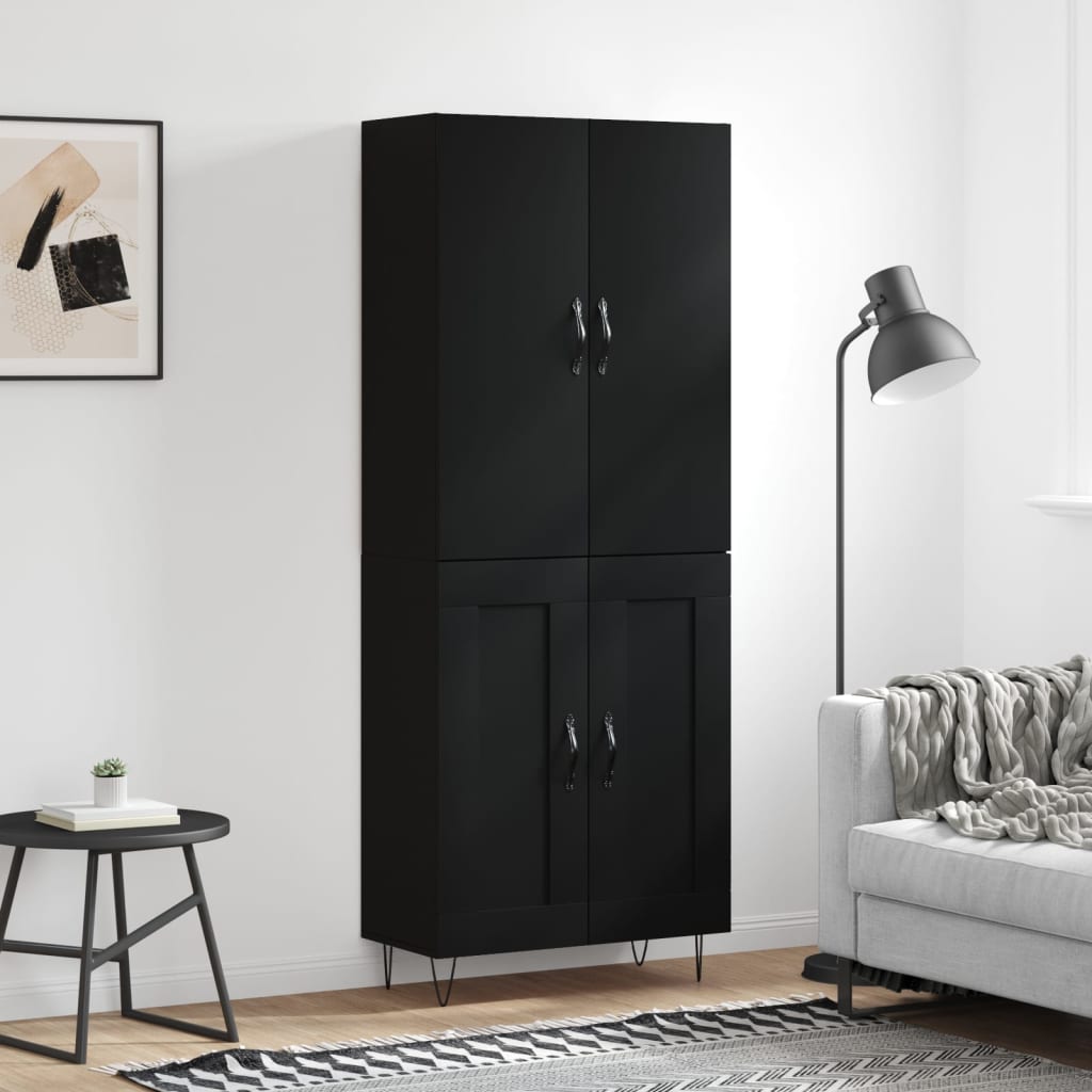 vidaXL Highboard svart 69,5x34x180 cm konstruert tre