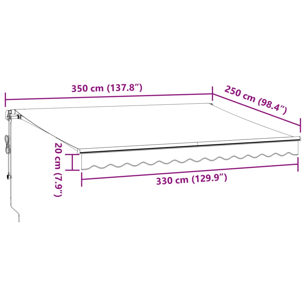 vidaXL Automatisk uttrekkbar markise antrasitt og hvit 350x250 cm