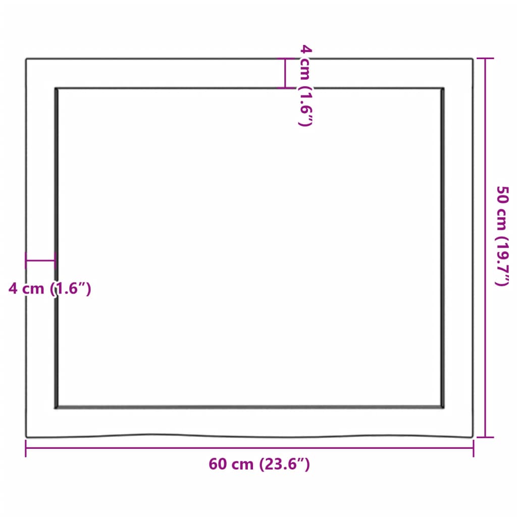 vidaXL Benkeplate til bad lysebrun 60x50x(2-6) cm behandlet heltre