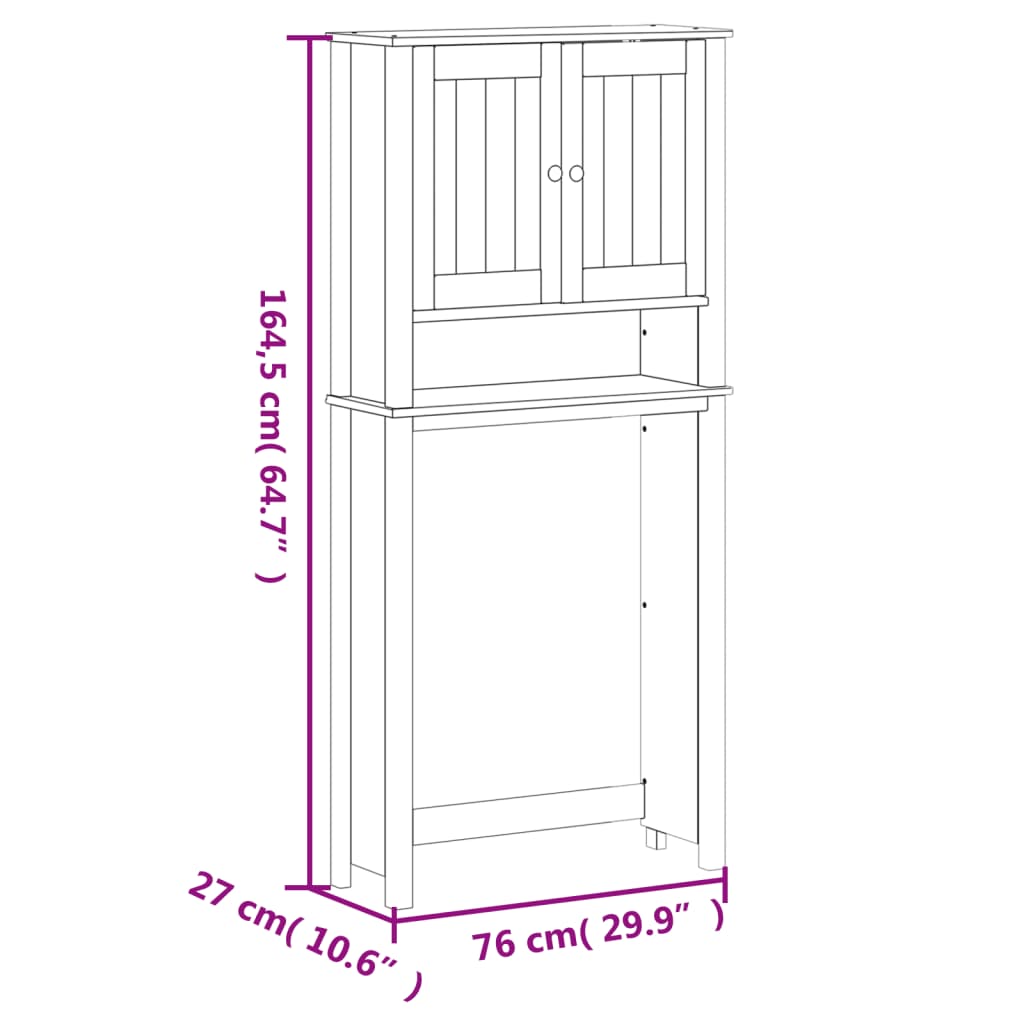 vidaXL Vaskemaskinskap BERG svart 76x27x164,5 cm heltre furu