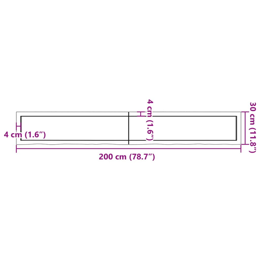 vidaXL Vegghylle 200x30x(2-6) cm ubehandlet heltre eik