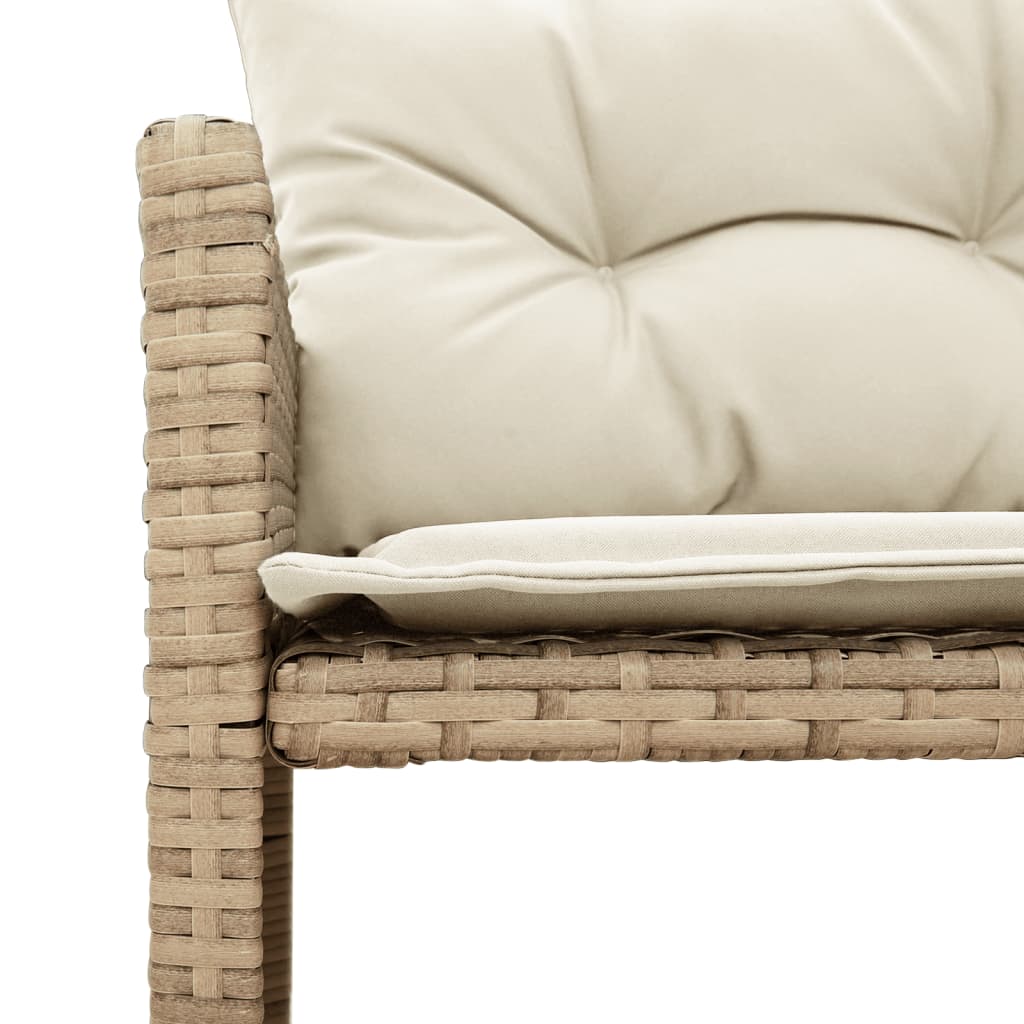 vidaXL Hagesofa med bord og puter L-formet beige polyrotting