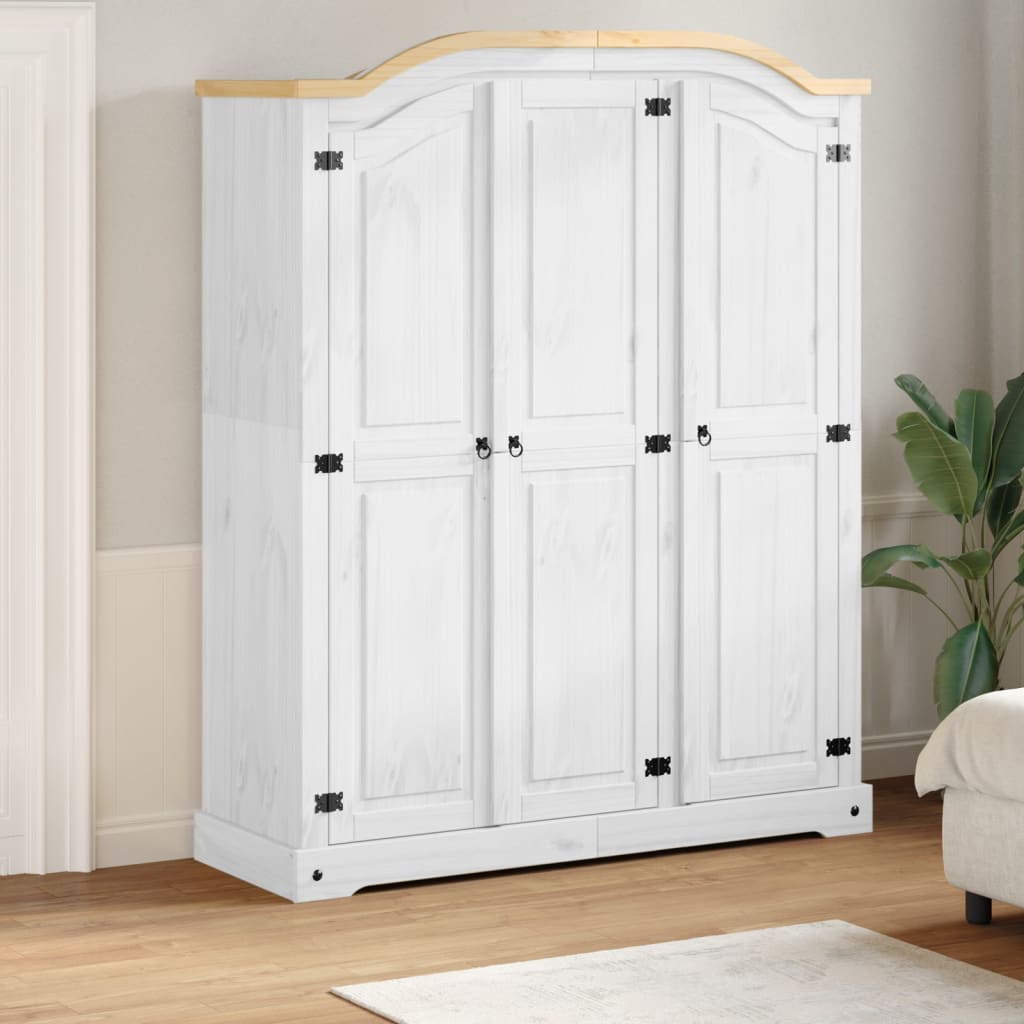 vidaXL Garderobe Corona hvit 151,5x52x186 cm heltre furu