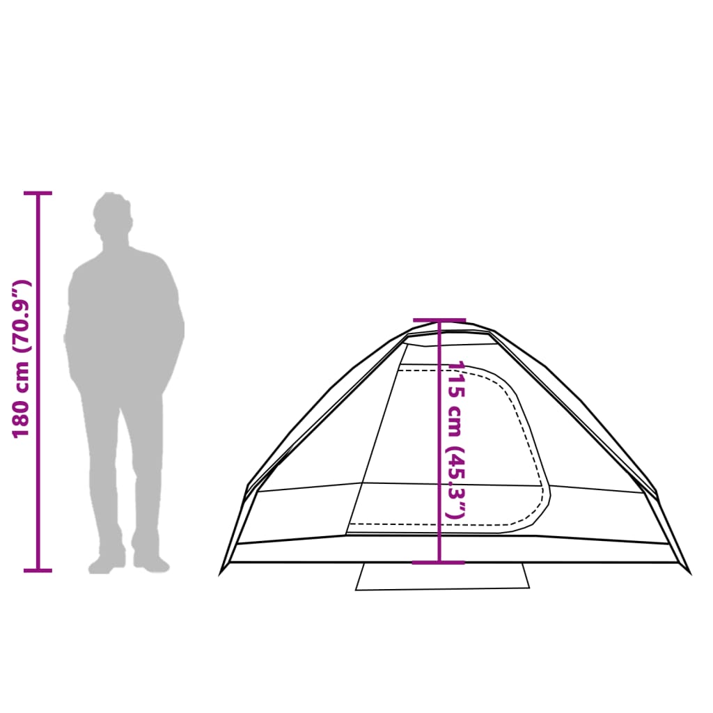 vidaXL Kuppeltelt for camping 2 personer grå og oransje vanntett