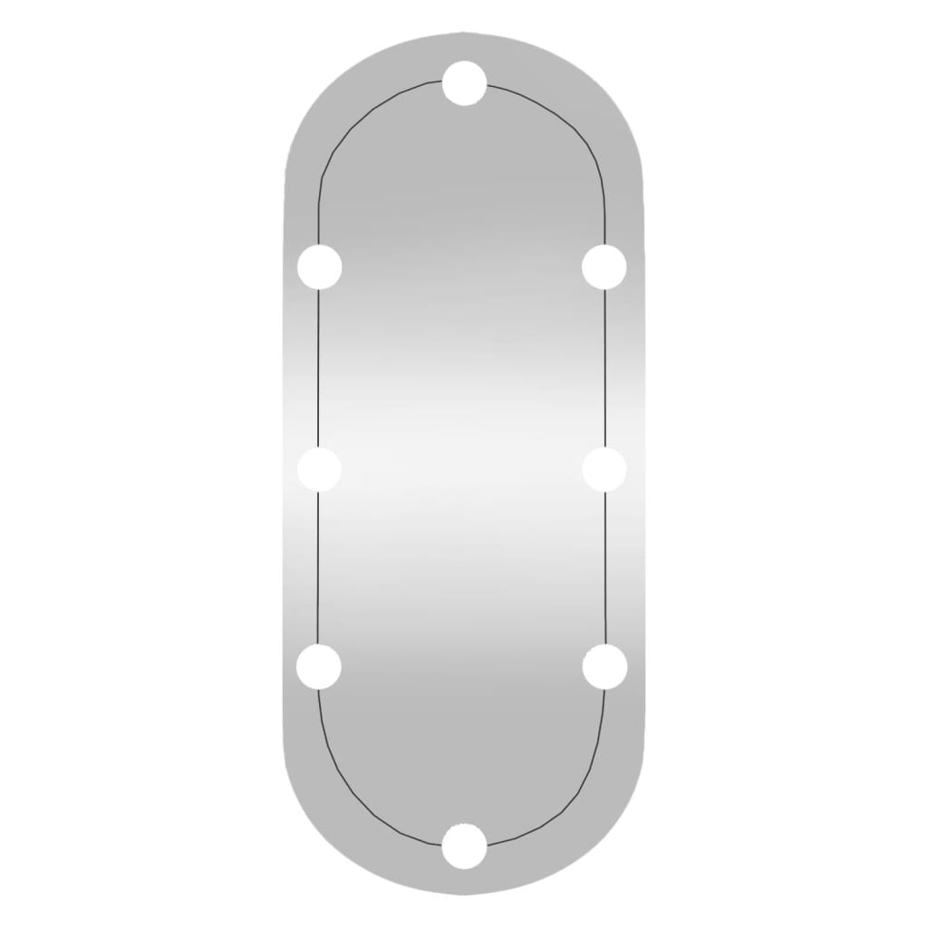 vidaXL Veggspeil med LED-lys 30x70 cm glass oval