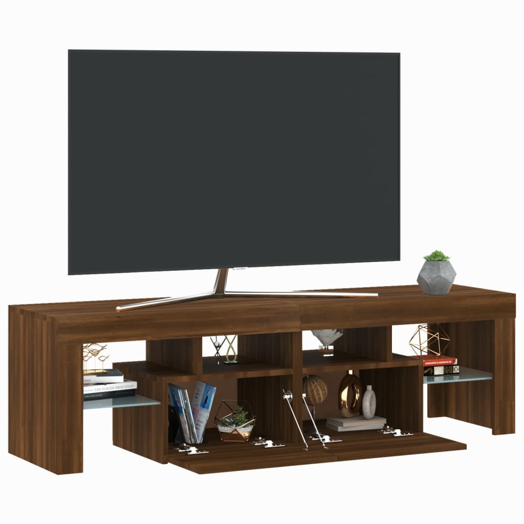 vidaXL TV-benk med LED brun eik 140x36,5x40 cm