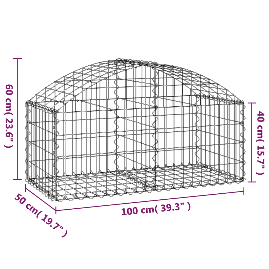 vidaXL Gabionkurv buet 100x50x40/60 cm galvanisert jern