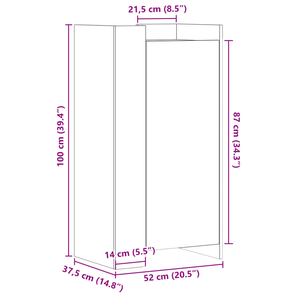 vidaXL Skohylle brun eik 52x37,5x100 cm konstruert tre