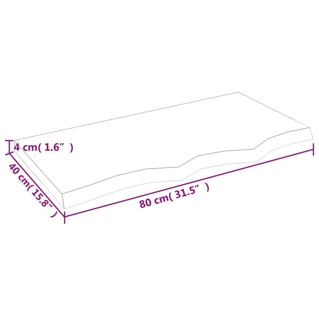 vidaXL Bordplate 80x40x(2-4) cm ubehandlet heltre eik